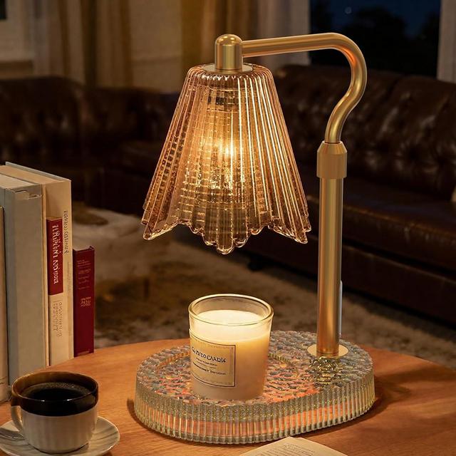 WYghyronic Candle Warmer Lamp with Timer & Dimmable 4-Level Brightness - Adjustable Height,for New Home Bedroom, Gifts for Women (Brown)