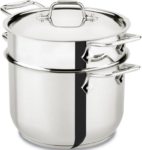 All-Clad E414S6 Stainless Steel Pasta Pot and Insert Cookware, 6-Quart, Silver - 2100078499