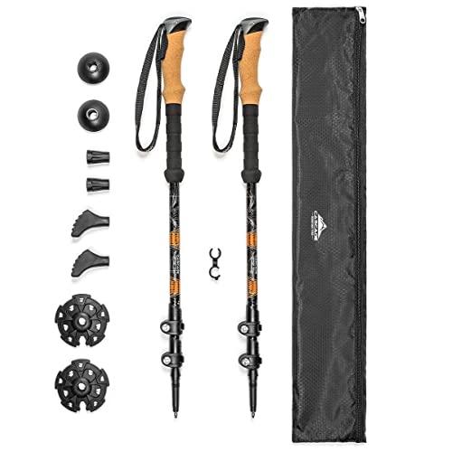 Cascade Mountain Tech Aluminum Adjustable Trekking Poles - Lightweight Quick Lock Walking Or Hiking Stick - 1 Set (2 Poles)
