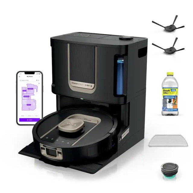 Shark - PowerDetect ThermaCharged Robot Vacuum & Mop with Heated Mop Cleaning NeverTouch Pro Base - Black