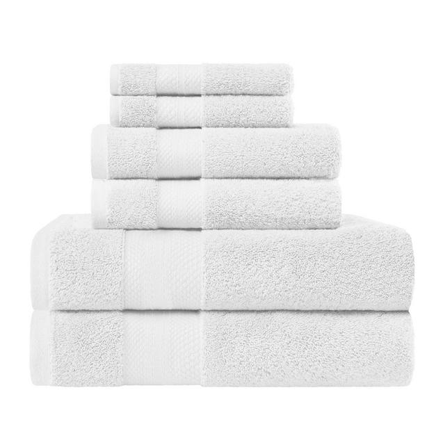 Premium Cotton Solid Plush Heavyweight Luxury 6-Piece Towel Set, White - Blue Nile Mills