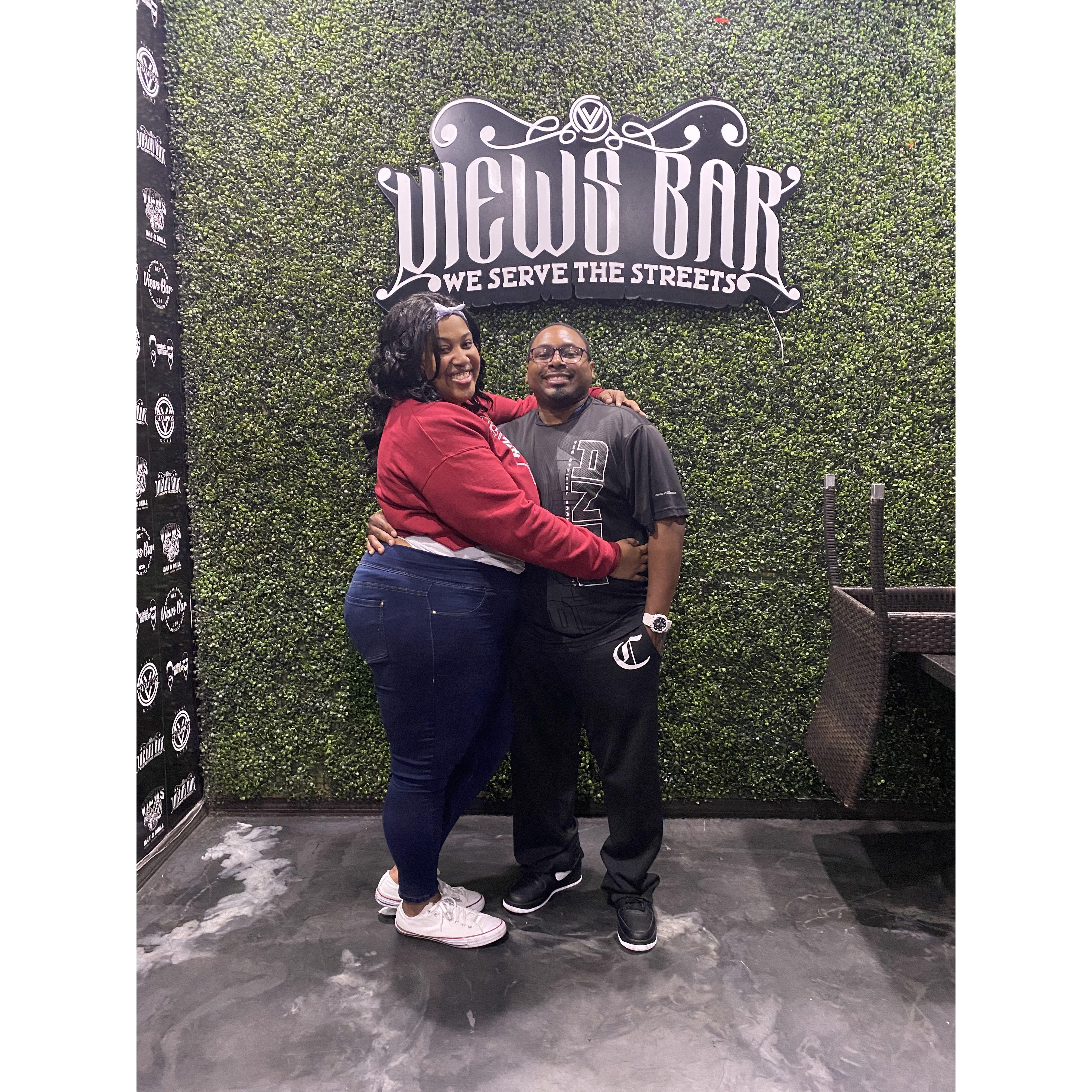 Bria's birthday brunch at Views Bar and Grill in February 2023! Foodies we are and the scale proves it!