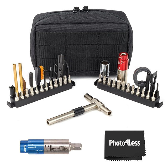Fix It Sticks The Works Gun Field Maintenance, Torque Limiter/All-in-One Torque Drive/Modular T-Drive & Accessory Bit Kit Bundle 6-25 Inch Lbs Mini All-in-One Torque Driver