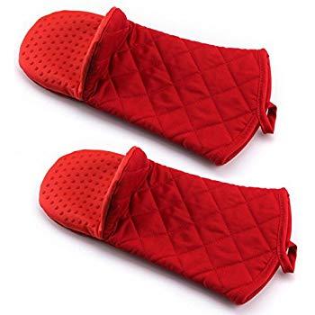 Cuisinart Oven Mitt with Non-Slip Silicone Grip, Heat Resistant to 500° F, Red, 2-Pack