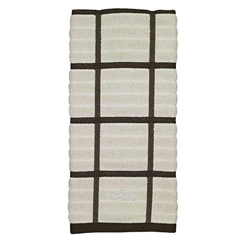All-Clad Textiles 100-Percent Combed Terry Loop Cotton Kitchen Towel, Oversized, Highly Absorbent and Anti-Microbial, 17-inch by 30-inch, Checked, Almond