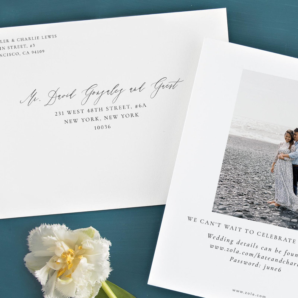 Violin Portrait | White | Zola Save The Dates