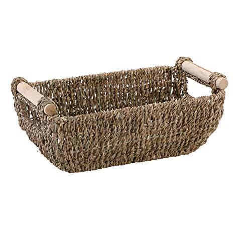 Hoffmaster BSK3000 Seagrass Basket with Handles, 4.25" Height, 6.25" Width, 12" Length, Dark Brown