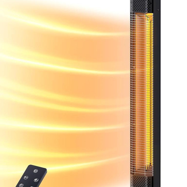 VAGKRI Outdoor Heaters, 1s Heating Carbon Infrared Patio Heaters With Remote, 9 Heat Levels, 24H Timer, IPX5 Waterproof, 42in Electric Space Heaters for Home, Office, Restaurant, Patio, and Garage