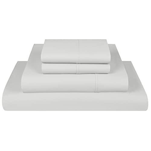 Threadmill Home Linen 800 Thread Count Queen Bed Sheets Set - 100% Extra-Long Staple Cotton Sheets for Queen Size Bed with Deep Pocket, Luxury 4 Piece Bedding Set, Smooth Sateen Weave, Silver