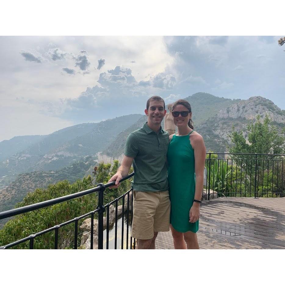 In Eze, France. Also the closest Amanda has ever come to allowing us to wear matching outfits in public.
