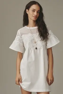 By Anthropologie Cotton Poplin Swing Mini Dress