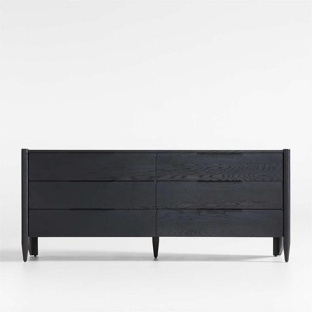 Casa Black Oak Wood 6-Drawer Dresser