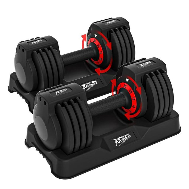 25/55lbs Adjustable Dumbbells Set, Dumbbells with Anti-Slip Metal Handle for Exercise & Fitness Fast Adjust Weight for Full Body Workout Fitness