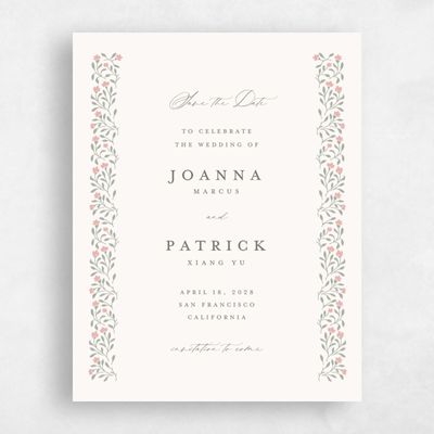 Beige Floral Wedding Save the Date - Sabine Portrait