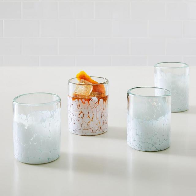Confetti Glassware, White, Double Old Fashioned, Set of 4