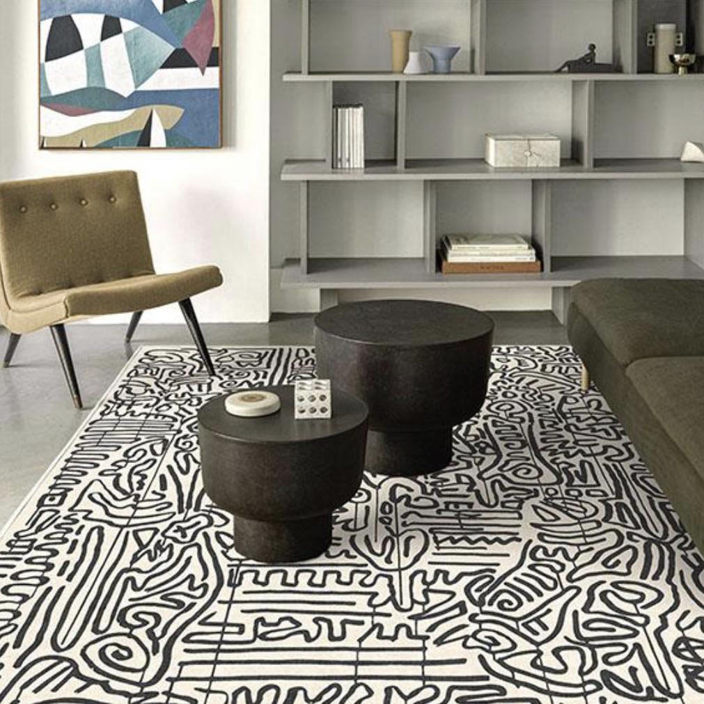 Keith Haring Freestyle Black & Ivory Rug