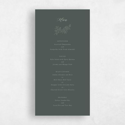 Dark Seaweed, Grey Wedding Menu - Lisette