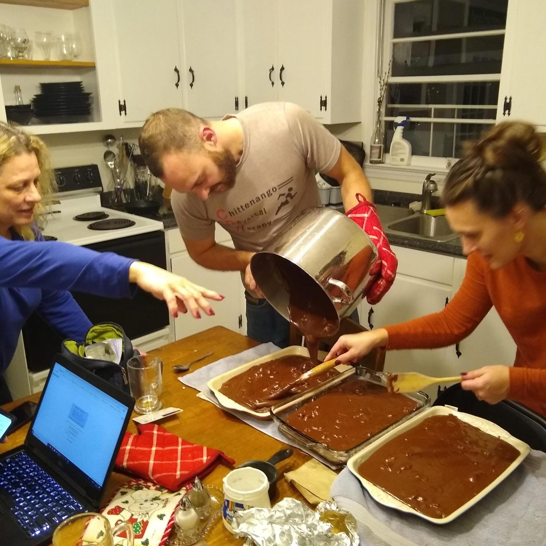 Richard learning the chaos of fudge making