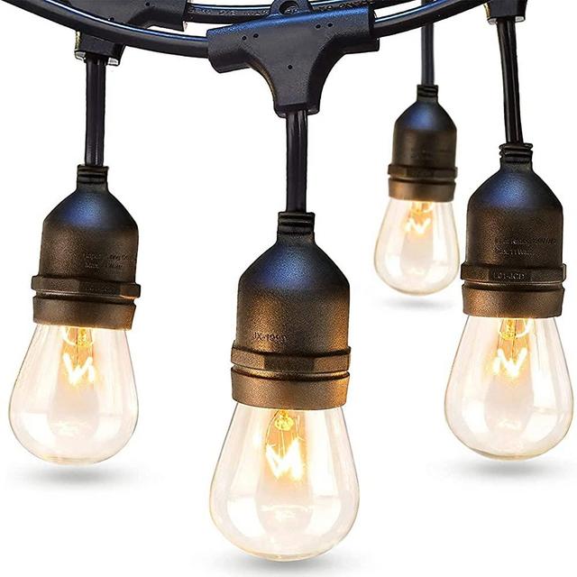 addlon 96FT(48*2) Outdoor String Lights Commercial Grade Weatherproof Strand, 36 Edison Vintage Bulbs(6 Spare), 30 Hanging Sockets, ETL Listed Heavy-Duty Decorative Christmas Lights for Patio Garden
