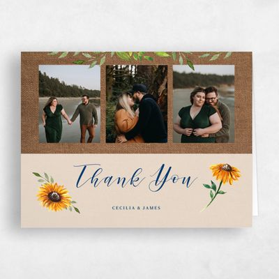 Burlap, Brown Wedding Thank You - Sunnyridge Portrait