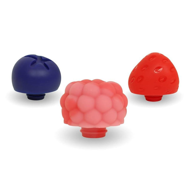 Set of 3 Berry Design Silicone Wine Bottle Stopper for Glass Soda Bottles or Wine Bottles - One of Each