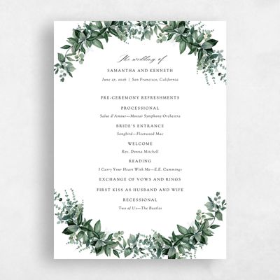 Multi-Colored Wedding Program - Elowen