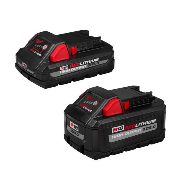 M18 18-Volt Lithium-Ion HIGH OUTPUT XC 8.0 Ah and 3 Ah Battery (2-Pack)