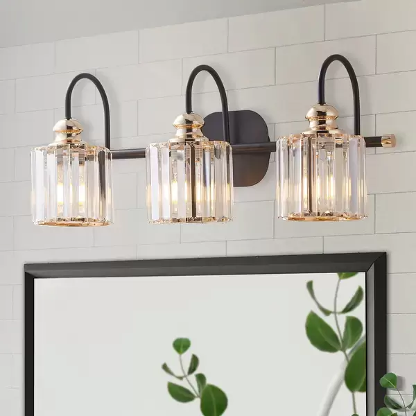 ExBrite Modern Rose Gold 3/4-light Bathroom Crystal Vanity Lights Wall Sconces