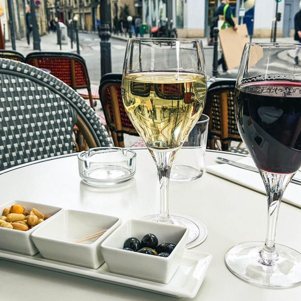 A nice bottle of wine on a patio