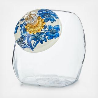 Glass Cookie Jar with Royal English Garden Lid
