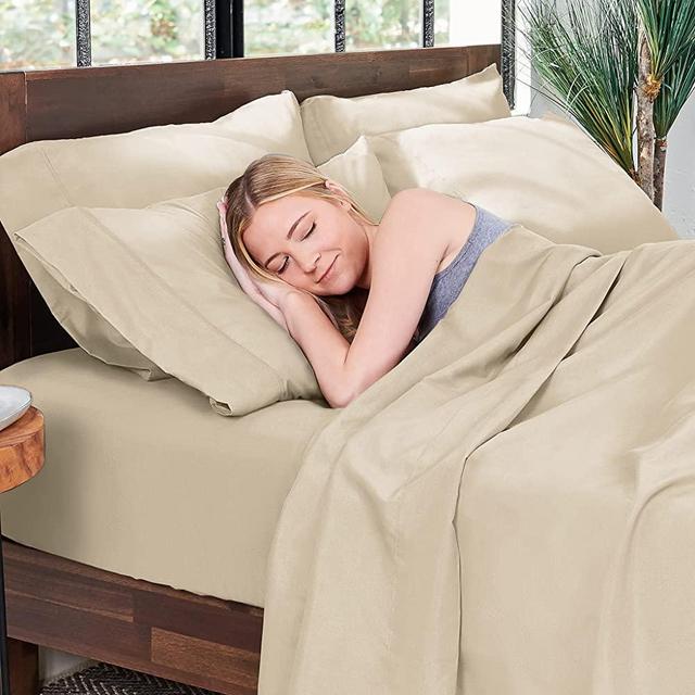 Hotel Sheets Direct 100% Bamboo Sheets - King Size Sheet and Pillowcase Set - Cooling, 4-Piece Bedding Sets - Yellow