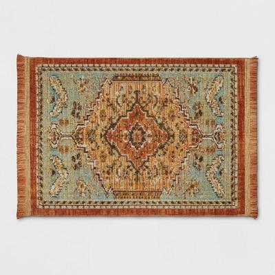 2&#39;X3&#39; Floral Woven Accent Rug Green/Red- Threshold&#8482;