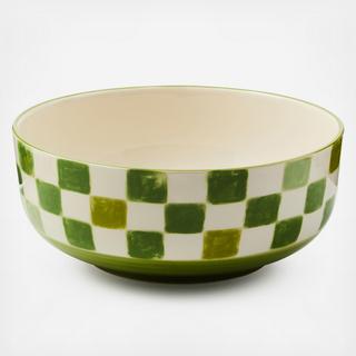 Check Stoneware Serving Bowl