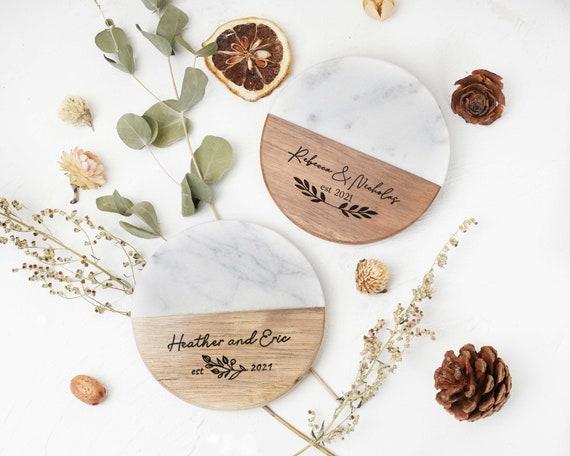 Custom Engraved Marble Wood Coasters