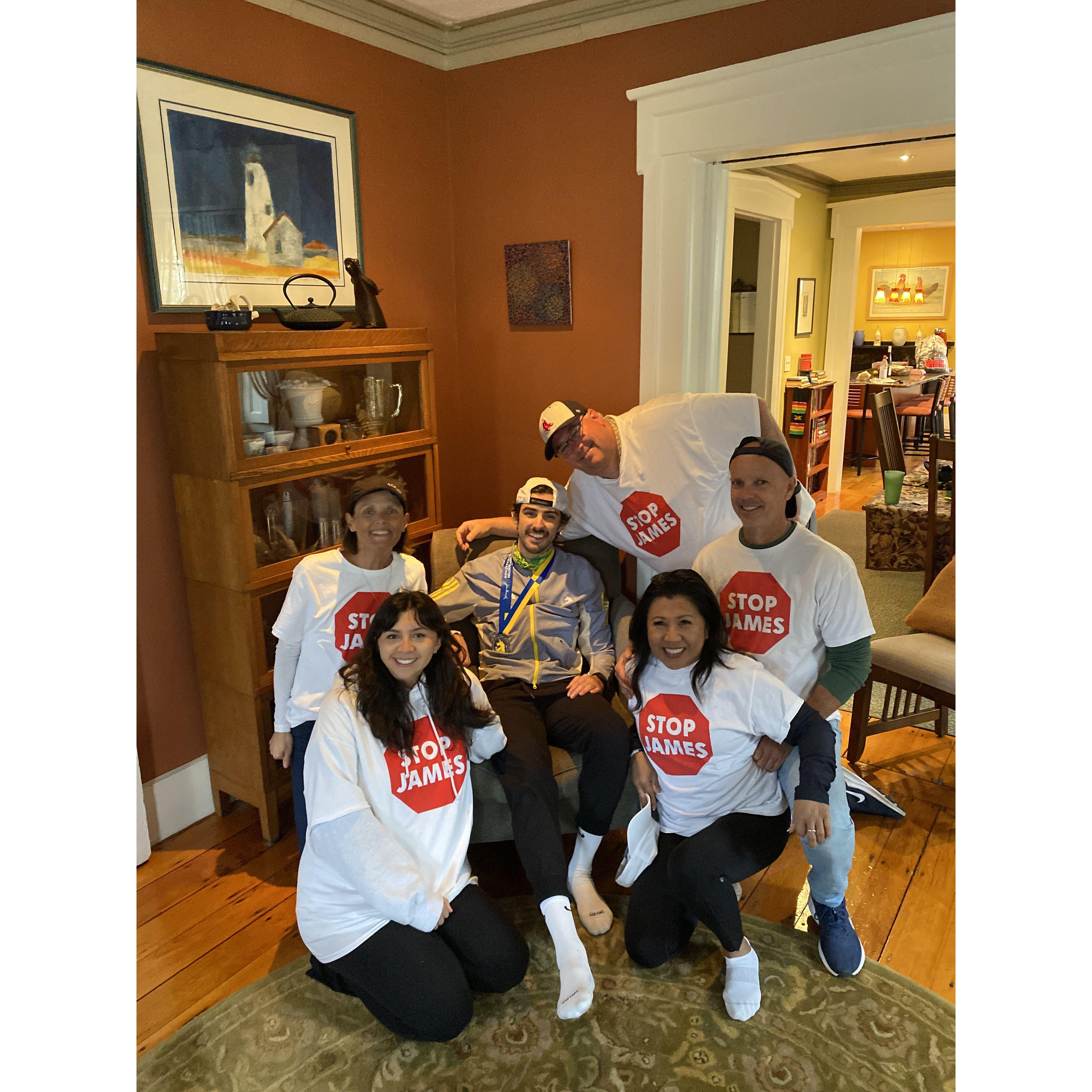 James completed the Boston Marathon in April of 2023 on an injured leg.