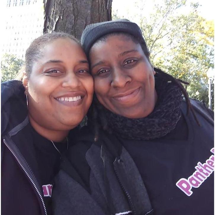 We love doing community service together. This is a photo from the Sista Strut Breast Cancer Walk.