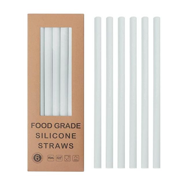 Reusable Silicone Straws Set of 6, Straight Bubble Tea straw Flexible, Snap Straw-Openable Design Easy to Clean and Dishwasher Safe, Eco-Friendly