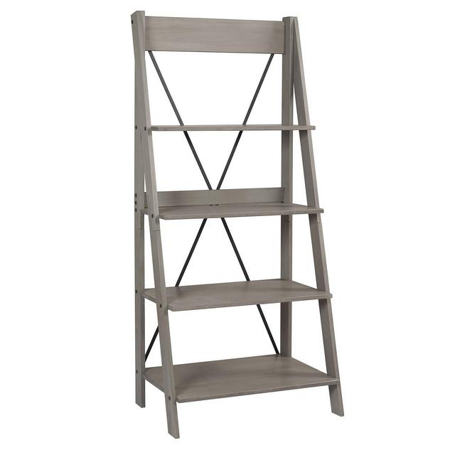 Walker Edison Solid Wood Ladder Bookshelf
