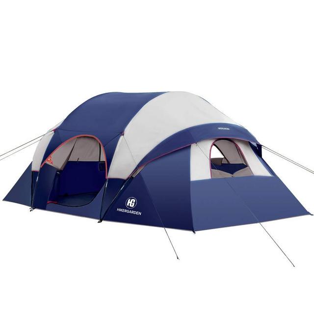 HIKERGARDEN Camping Tent - 10 Person Tent for Camping Waterproof, Windproof Fabric, Easy Setup with 5 Large Mesh for Ventilation, Double Layer and Divided Curtain for 2 Room, Portable with Carry Bag