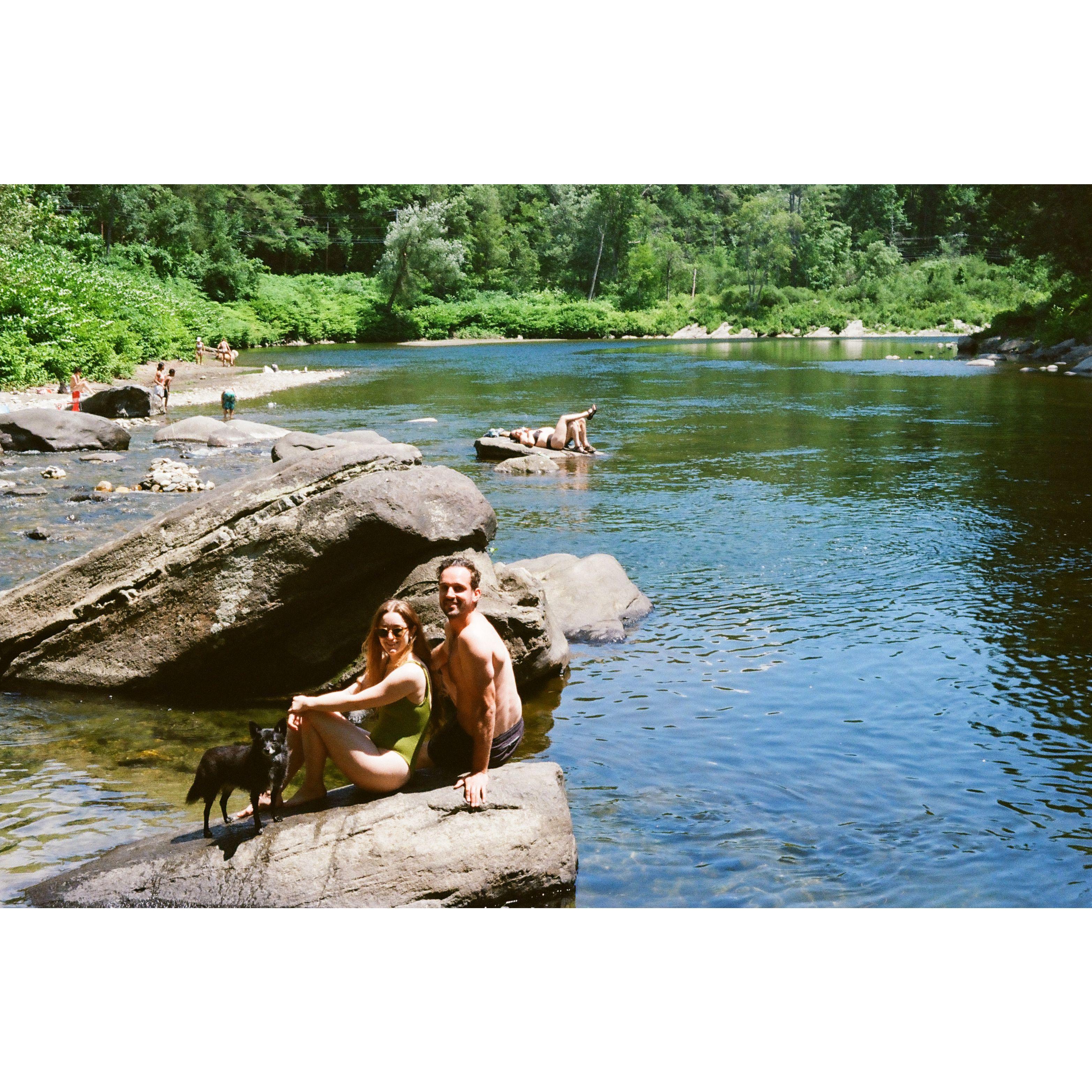 recent family film photo of a local adventure with friends