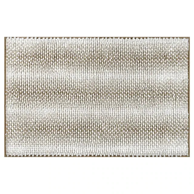 Unique Bargains Chenille Soft and Absorbent Non-Slip Striped Luxury Plush Shaggy Bath Mat Bathroom Rug Khaki 20" x 32"