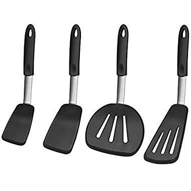 GEEKHOM Silicone Spatula, 600 Degree Heat Resistant BPA Free Non Toxic Rubber Spatulas Set for Non Stick Cookware, Large Flexible Heavy Duty Turner for Cooking Flipping Fish Pancake Eggs - 4 Pack, XL