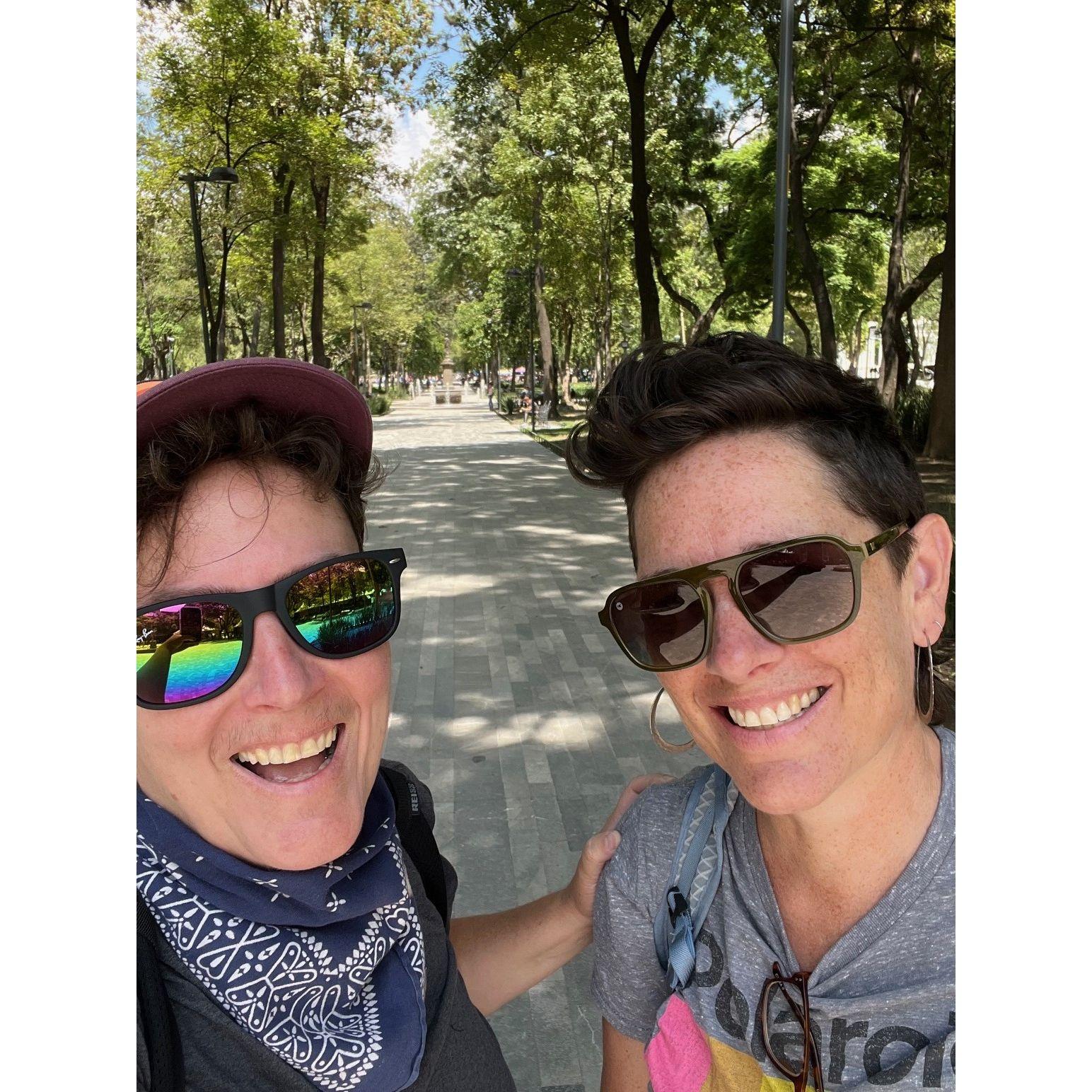 In the Chapultepec Forest in Mexico City.  At one point, we never thought we would find our way out. It's a maze of paths!