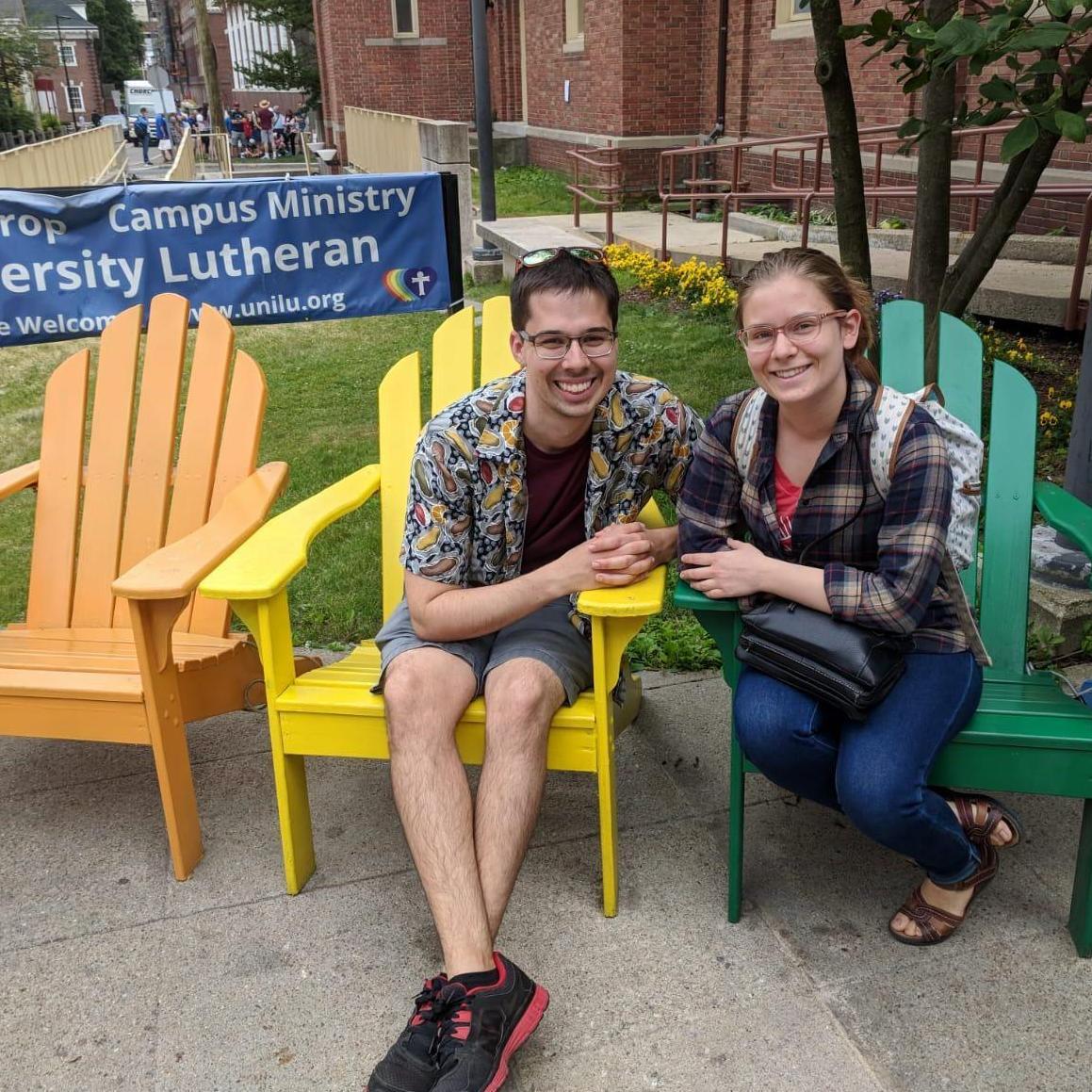 On the steps of University Lutheran Church in Cambridge, June 2018