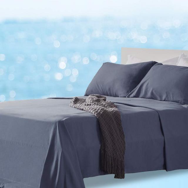 SLEEP ZONE Bed Sheet Set Cooling with Nanotex Moisture Wicking Technology Double Brushed Soft Wrinkle Free Fade Resistant Easy Care Sheets 4 PC, Flint Blue,King