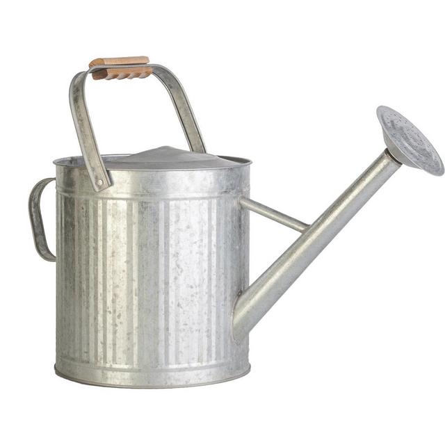 Panacea Products-Vintage Galvanized Watering Can With Wood Handle- Galvanized 2 Gallon