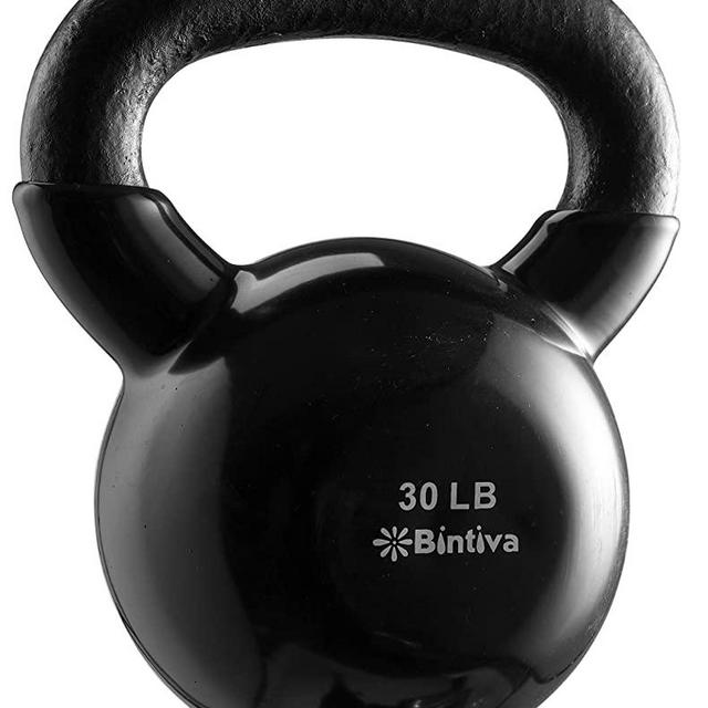 Kettlebells - Professional Grade, Vinyl Coated, Solid Cast Iron Weights With a Special Protective Bottom