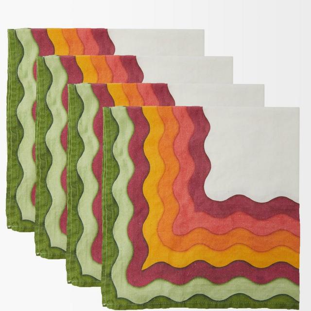 Summerill & Bishop Set of four Rainbow striped linen napkins