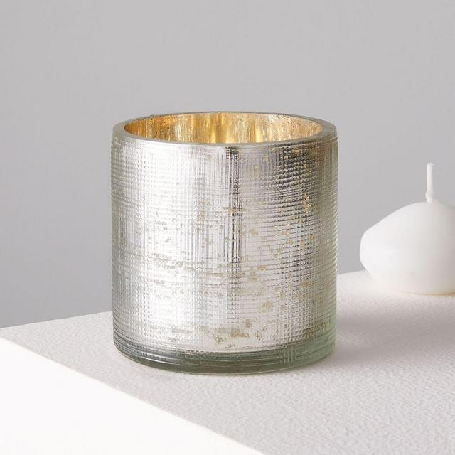 Crosshatch Textured Mercury, Votive, Champagne
