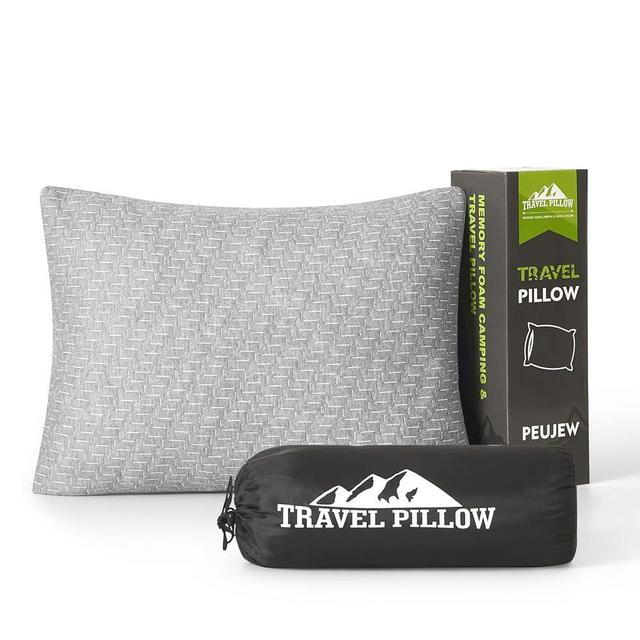 Travel Pillow Breathable Cover, Compressible Memory Foam Pillow Medium Firm for Travel Airplane Car Hiking Camping Outdoor